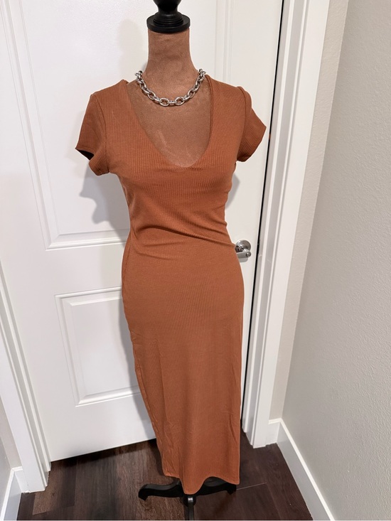 See You Monday Dresses & Skirts - See You Monday Los Angeles Ribbed Bodycon Maxi Dress Rust Brown Size L